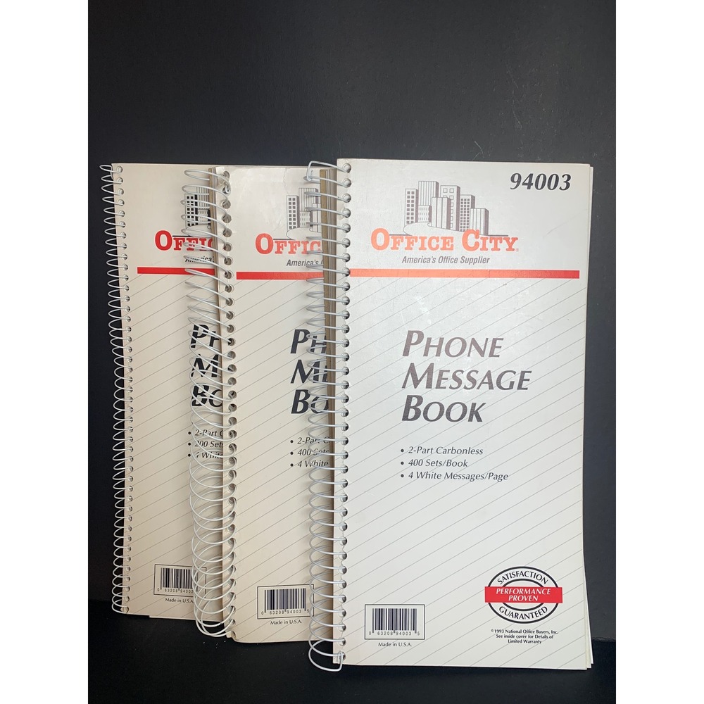 Vintage Office City 94003 Phone Message Book 2-Part Carbonless Retro 90s Spiral